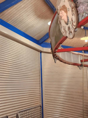 Security shutter style roll-up door installed to protect a merry go round